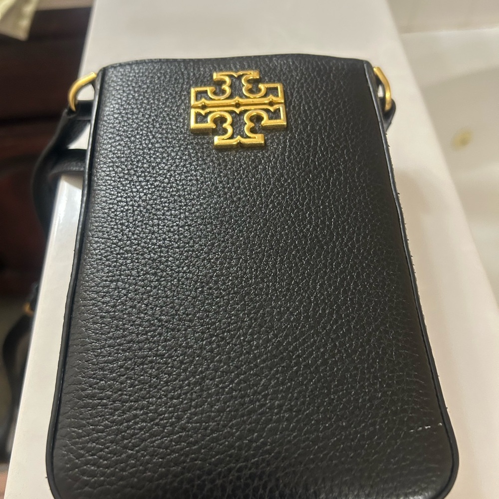 Tory Burch Black Leather Phone Crossbody